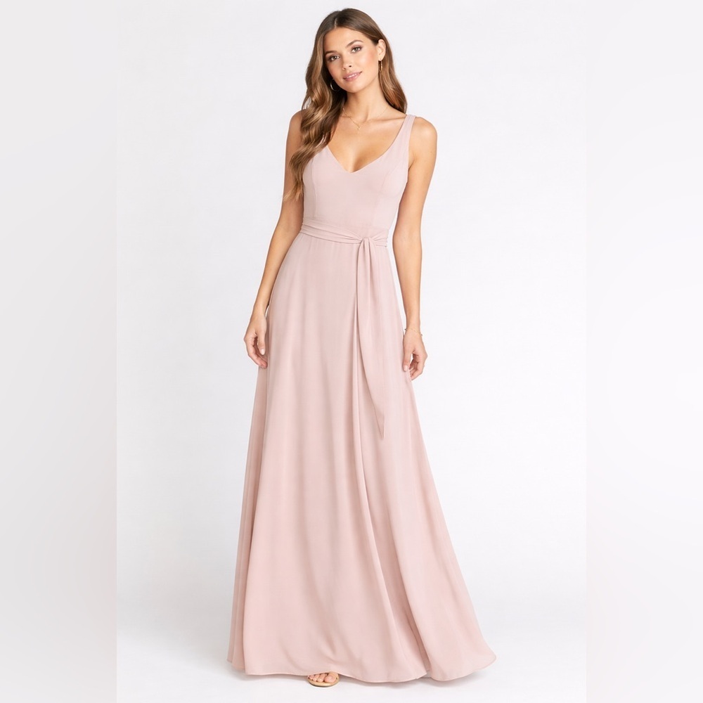Show Me Your Mumu Blush Pink Maxi Dress Bridesmaid Flowy V-Neck (NWOT)